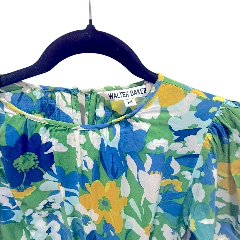 Walter Baker Kasey floral mini dress in excellent condition size XS green & blue